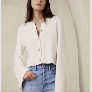 Banana Republic Cream Button-Up Off White Cardigan